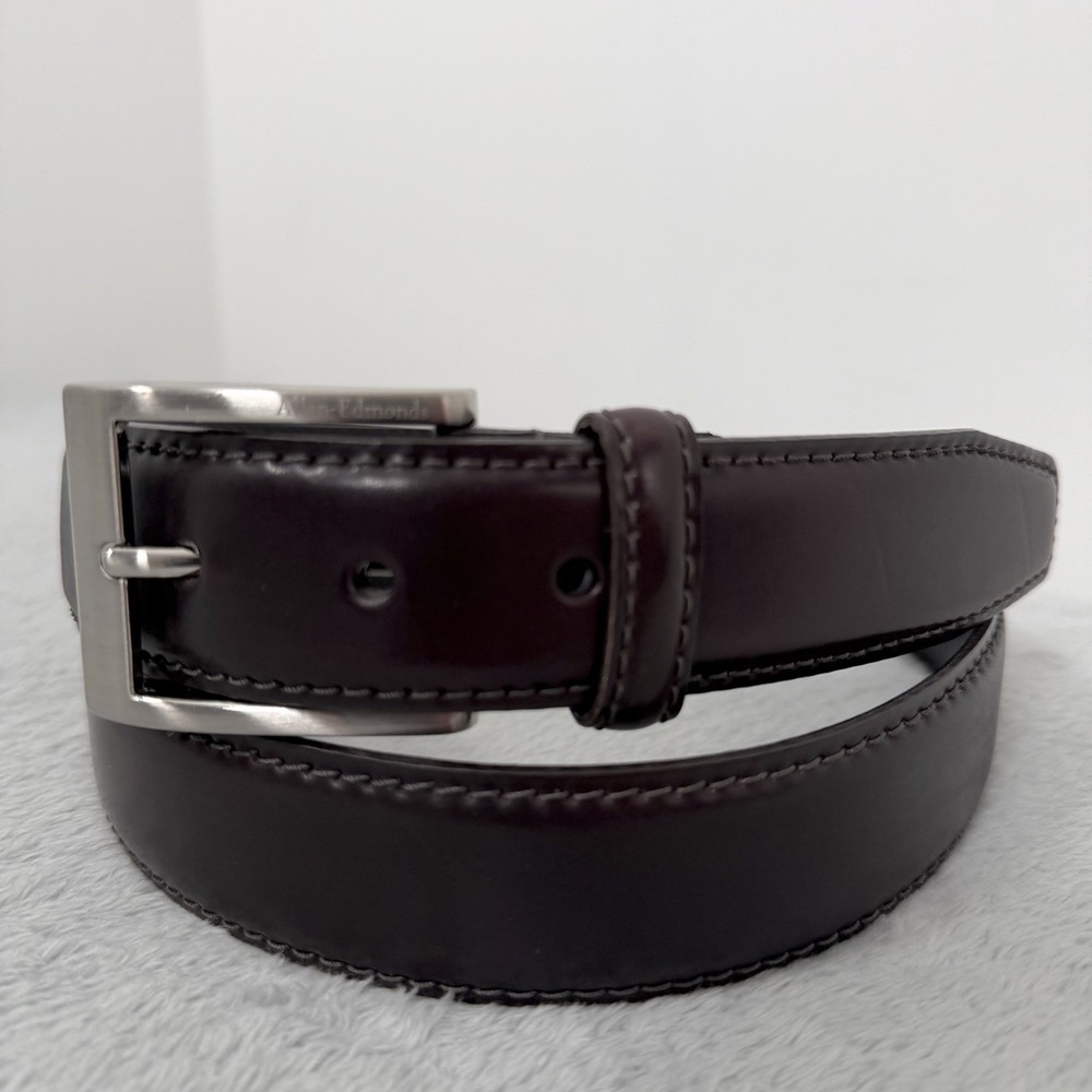 Allen Edmonds Cordovan Avenue II Dress Belt Mens 42 Burgundy Horween Leather EUC